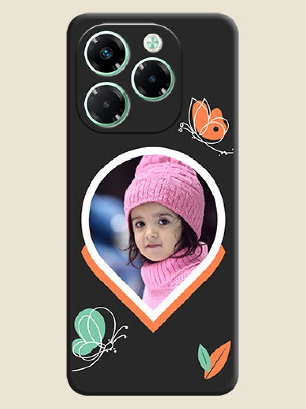 Custom Upload Pic With Simple Butterly Design On Space Black Custom Soft Matte Mobile Back Cover - Infinix Note 40X 5G