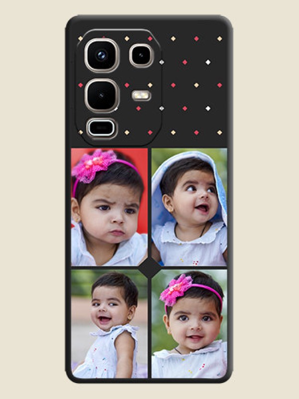 Custom Multicolor Dotted Pattern with 4 Image Holder On Space Black Custom Soft Matte Mobile Back Cover - Infinix Note 50s 5G