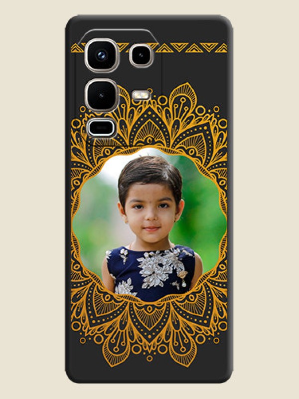 Custom Round Image with Floral Design On Space Black Custom Soft Matte Mobile Back Cover - Infinix Note 50s 5G