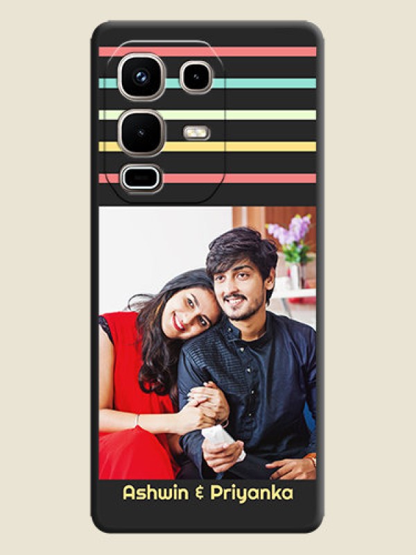 Custom Color Stripes with Photo and Text on Photo On Space Black Custom Soft Matte Mobile Back Cover - Infinix Note 50s 5G
