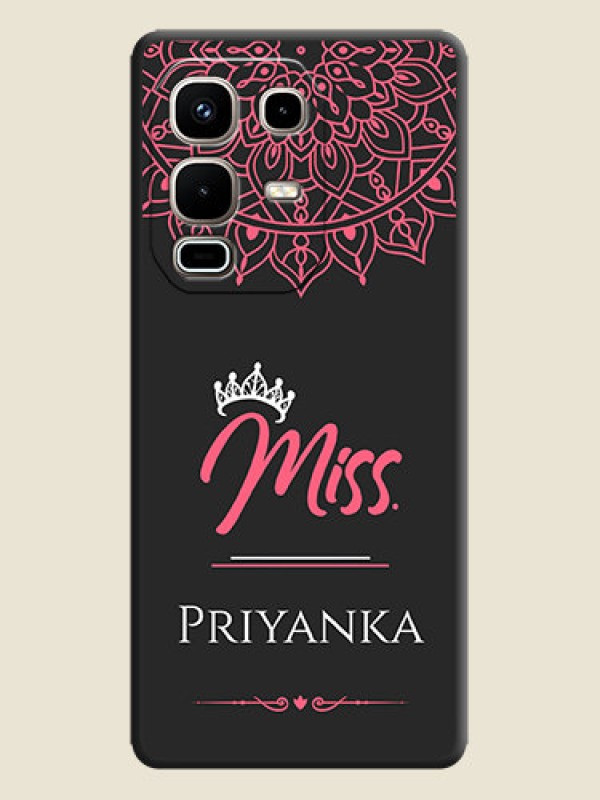 Custom Mrs Name with Floral Design On Space Black Custom Soft Matte Mobile Back Cover - Infinix Note 50s 5G