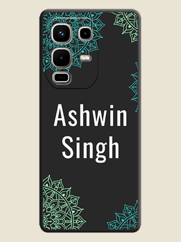 Custom Your Name with Floral Design On Space Black Custom Soft Matte Mobile Back Cover - Infinix Note 50s 5G