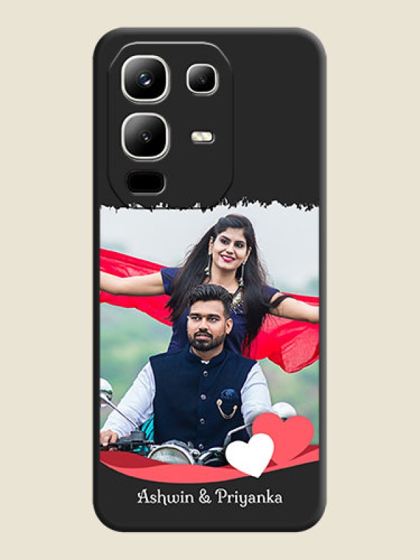 Custom Pin Color Love Shaped Ribbon Design with Text On Space Black Custom Soft Matte Mobile Back Cover - Infinix Note 50x 5G