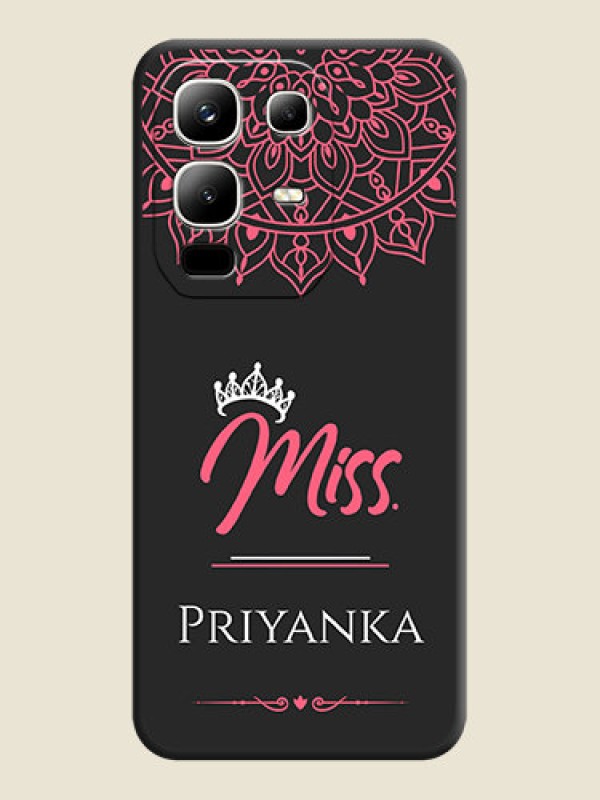 Custom Mrs Name with Floral Design On Space Black Custom Soft Matte Mobile Back Cover - Infinix Note 50x 5G