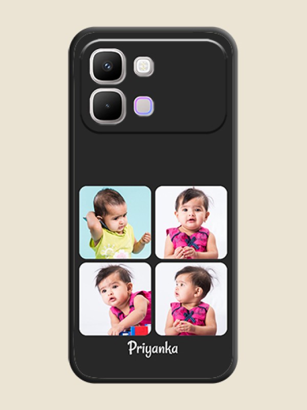 Custom Floral Art with 6 Image Holder on Photo On Space Black Custom Soft Matte Mobile Back Cover - Infinix Note Edge 5G