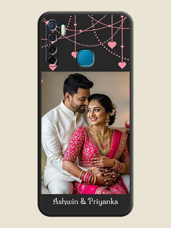 Custom Pink Love Hangings with Text on Space Black Custom Soft Matte Back Cover - Infinix S5 Lite