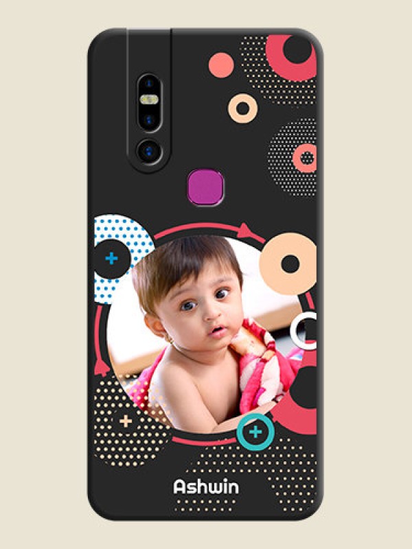 Custom Multicoloured Round Image on Personalised Space Black Soft Matte Cases - Infinix S5 Pro