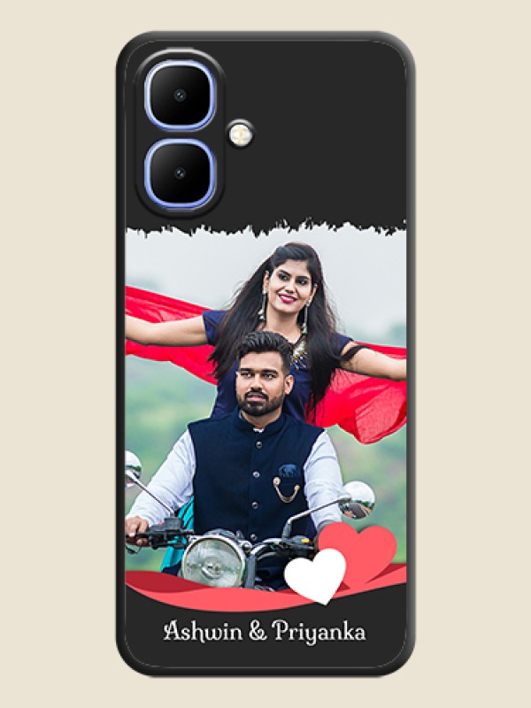 Custom Pin Color Love Shaped Ribbon Design with Text On Space Black Custom Soft Matte Mobile Back Cover - Infinix Smart 10
