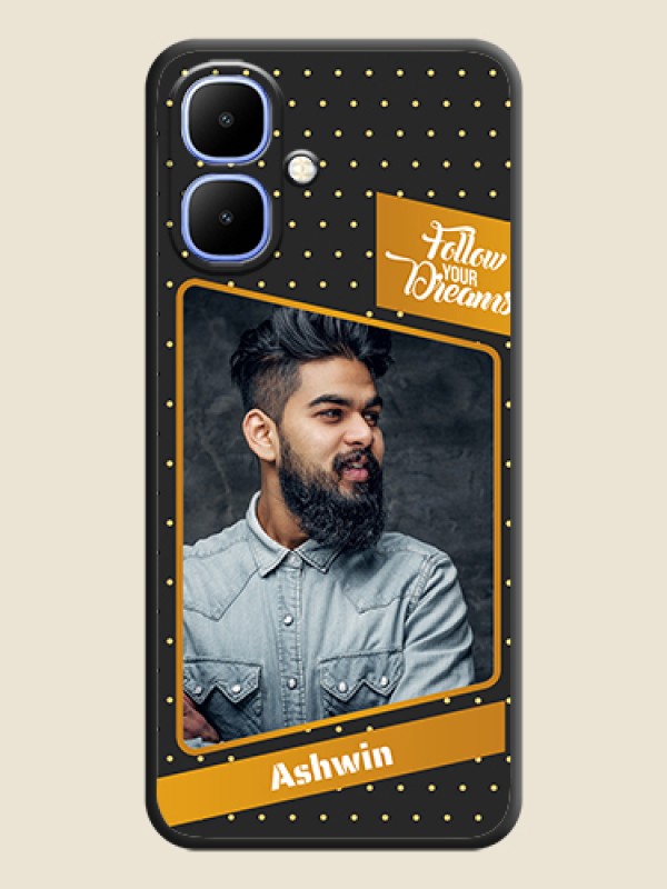 Custom Follow Your Dreams with White Dots On Space Black Custom Soft Matte Mobile Back Cover - Infinix Smart 10