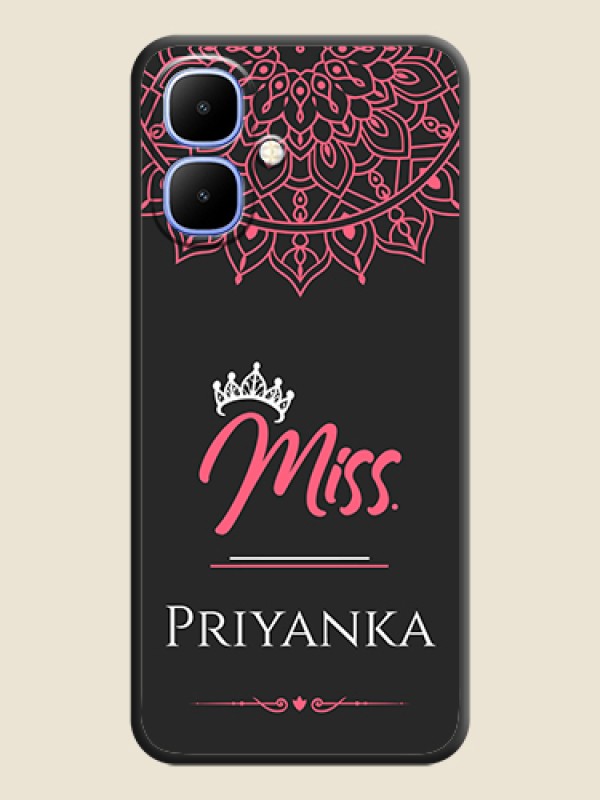 Custom Mrs Name with Floral Design On Space Black Custom Soft Matte Mobile Back Cover - Infinix Smart 10