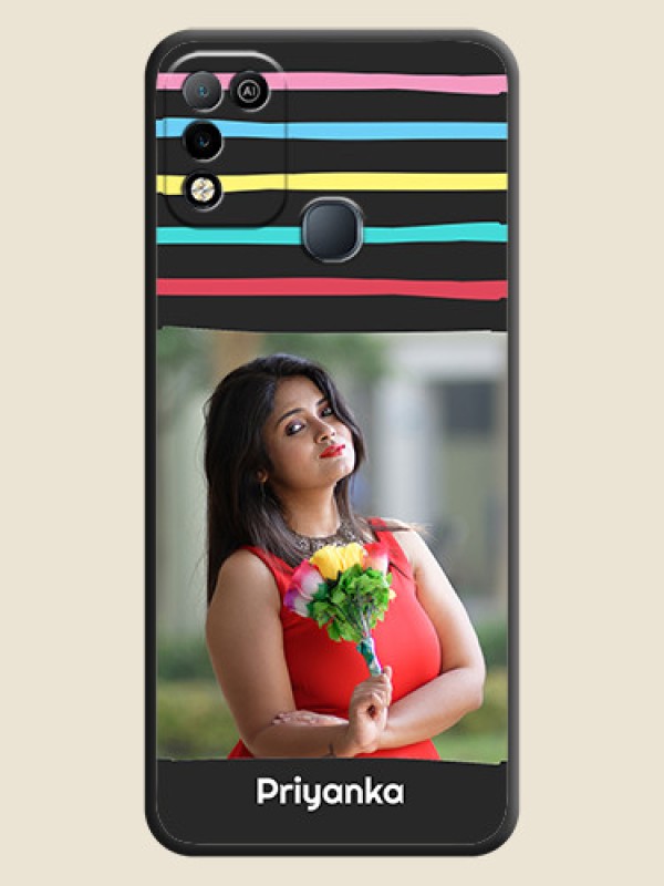 Custom Multicolor Lines with Image on Space Black Personalized Soft Matte Phone Covers - Infinix Smart 5