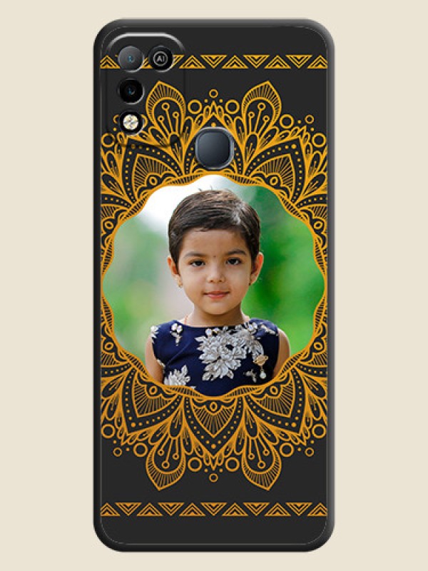 Custom Round Image with Floral Design on Photo on Space Black Soft Matte Mobile Cover - Infinix Smart 5