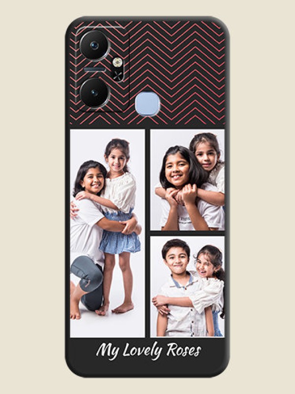 Custom Wave Pattern with 3 Image Holder on Space Black Custom Soft Matte Back Cover - Infinix Smart 6 Plus