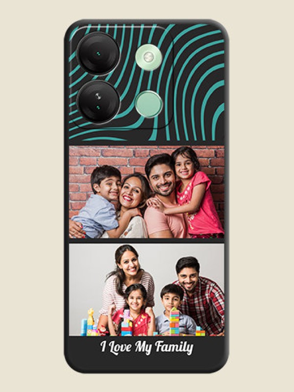 Custom Wave Pattern with 2 Image Holder on Space Black Personalized Soft Matte Phone Covers - Infinix Smart 7 Hd