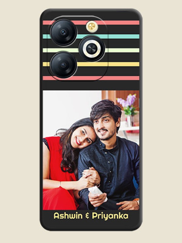 Custom Color Stripes with Photo and Text on Photo On Space Black Custom Soft Matte Mobile Back Cover - Smart 8 HD