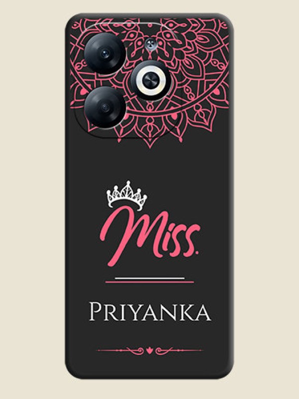 Custom Mrs Name with Floral Design on Space Black Personalized Soft Matte Phone Covers - Infinix Smart 8