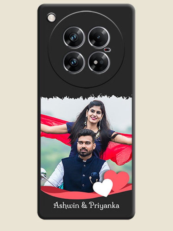 Custom Pin Color Love Shaped Ribbon Design with Text On Space Black Custom Soft Matte Mobile Back Cover - Infinix Zero 40 5G