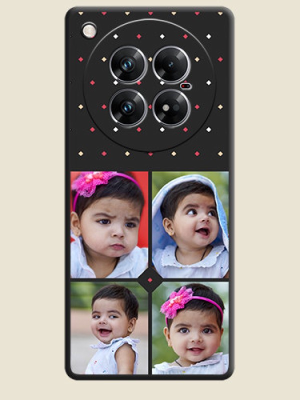 Custom Multicolor Dotted Pattern with 4 Image Holder On Space Black Custom Soft Matte Mobile Back Cover - Infinix Zero 40 5G