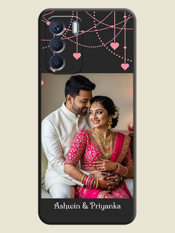 Custom Pink Love Hangings with Text On Space Black Custom Soft Matte Mobile Back Cover - Infinix Zero 5G 2023