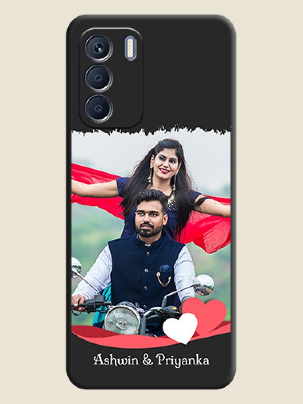 Custom Pin Color Love Shaped Ribbon Design with Text On Space Black Custom Soft Matte Mobile Back Cover - Infinix Zero 5G 2023