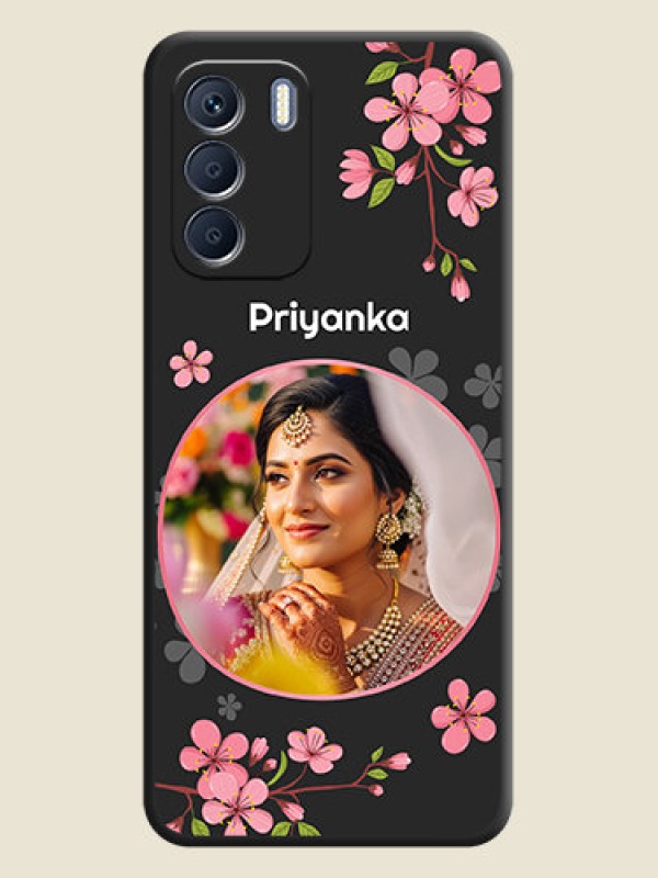 Custom Round Image with Pink Color Floral Design on Photo On Space Black Custom Soft Matte Mobile Back Cover - Infinix Zero 5G 2023