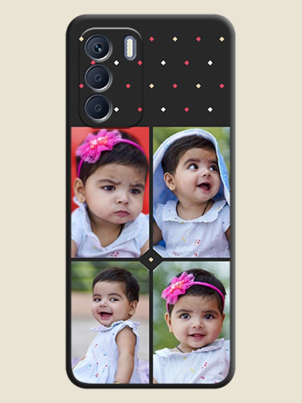 Custom Multicolor Dotted Pattern with 4 Image Holder On Space Black Custom Soft Matte Mobile Back Cover - Infinix Zero 5G 2023