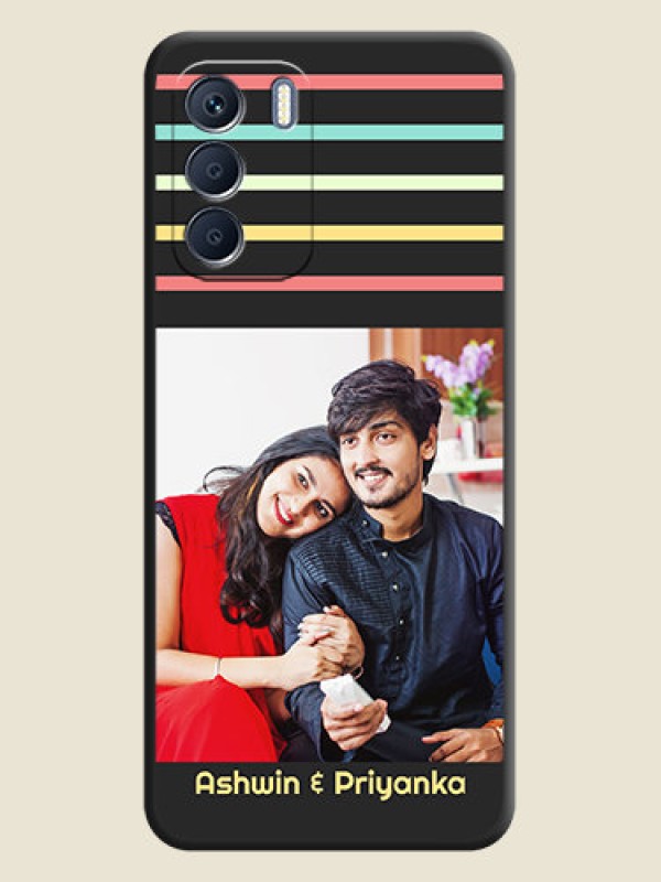 Custom Color Stripes with Photo and Text on Photo On Space Black Custom Soft Matte Mobile Back Cover - Infinix Zero 5G 2023