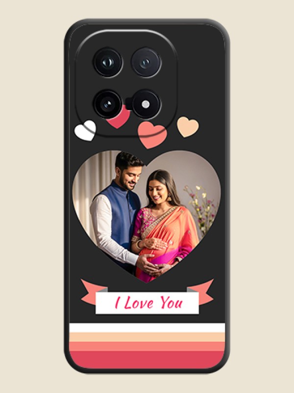 Custom Love Shaped Photo with Colorful Stripes On Space Black Custom Soft Matte Mobile Back Cover - iQOO 15 5G