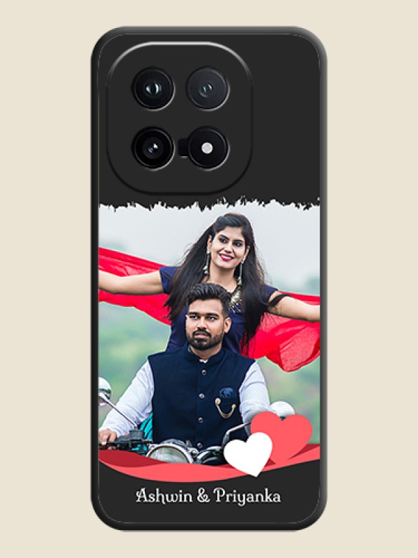 Custom Pin Color Love Shaped Ribbon Design with Text On Space Black Custom Soft Matte Mobile Back Cover - iQOO 15 5G