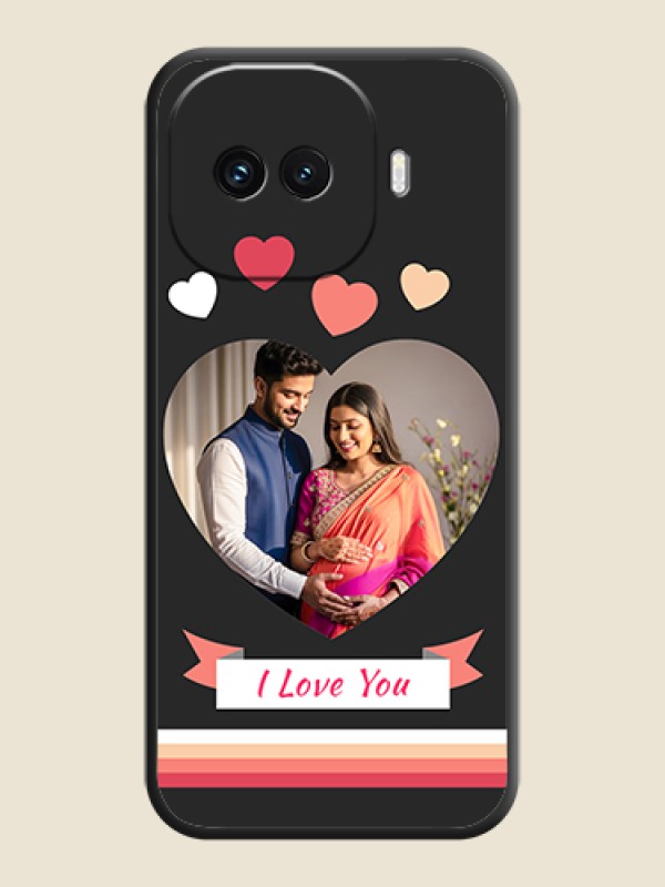 Custom Love Shaped Photo with Colorful Stripes On Space Black Custom Soft Matte Mobile Back Cover - iQOO 15R 5G