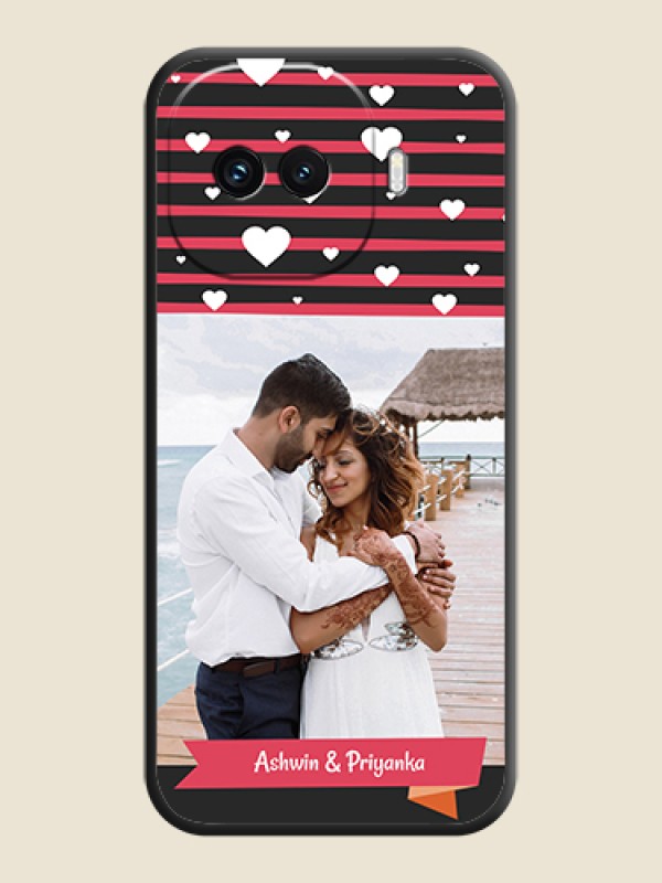 Custom White Color Love Symbols with Pink Lines Pattern On Space Black Custom Soft Matte Mobile Back Cover - iQOO 15R 5G