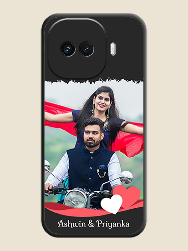 Custom Pin Color Love Shaped Ribbon Design with Text On Space Black Custom Soft Matte Mobile Back Cover - iQOO 15R 5G