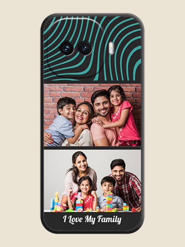 Custom Wave Pattern with 2 Image Holder On Space Black Custom Soft Matte Mobile Back Cover - iQOO 15R 5G