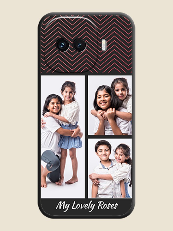 Custom Wave Pattern with 3 Image Holder On Space Black Custom Soft Matte Mobile Back Cover - iQOO 15R 5G