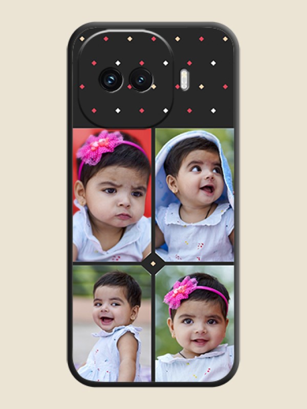 Custom Multicolor Dotted Pattern with 4 Image Holder On Space Black Custom Soft Matte Mobile Back Cover - iQOO 15R 5G