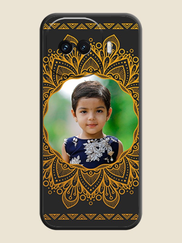 Custom Round Image with Floral Design On Space Black Custom Soft Matte Mobile Back Cover - iQOO 15R 5G