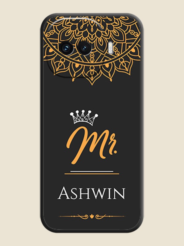 Custom Mr Name with Floral Design On Space Black Custom Soft Matte Mobile Back Cover - iQOO 15R 5G