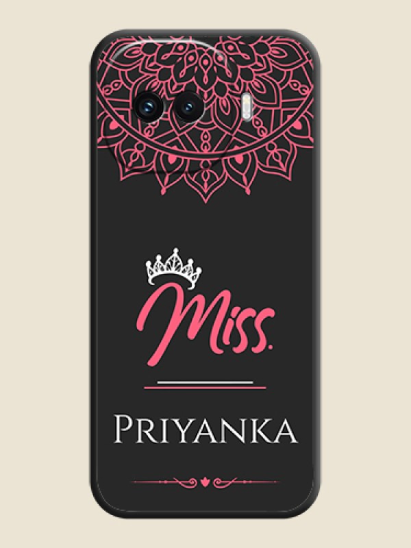 Custom Mrs Name with Floral Design On Space Black Custom Soft Matte Mobile Back Cover - iQOO 15R 5G