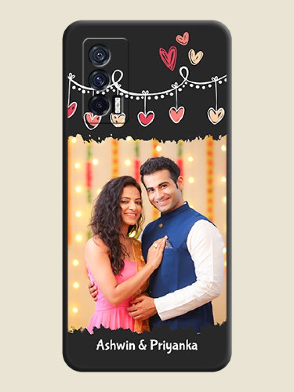 Custom Pink Love Hangings with Name on Space Black Custom Soft Matte Phone Cases - iQOO 7