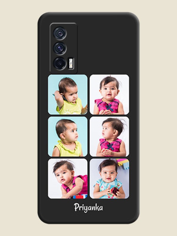 Custom Floral Art with 6 Image Holder on Photo on Space Black Soft Matte Mobile Case - iQOO 7