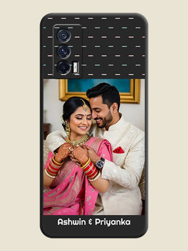 Custom Line Pattern Design with Text on Space Black Custom Soft Matte Phone Back Cover - iQOO 7