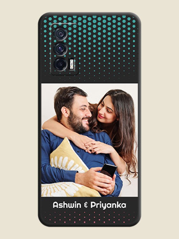 Custom Faded Dots with Grunge Photo Frame and Text on Space Black Custom Soft Matte Phone Cases - iQOO 7