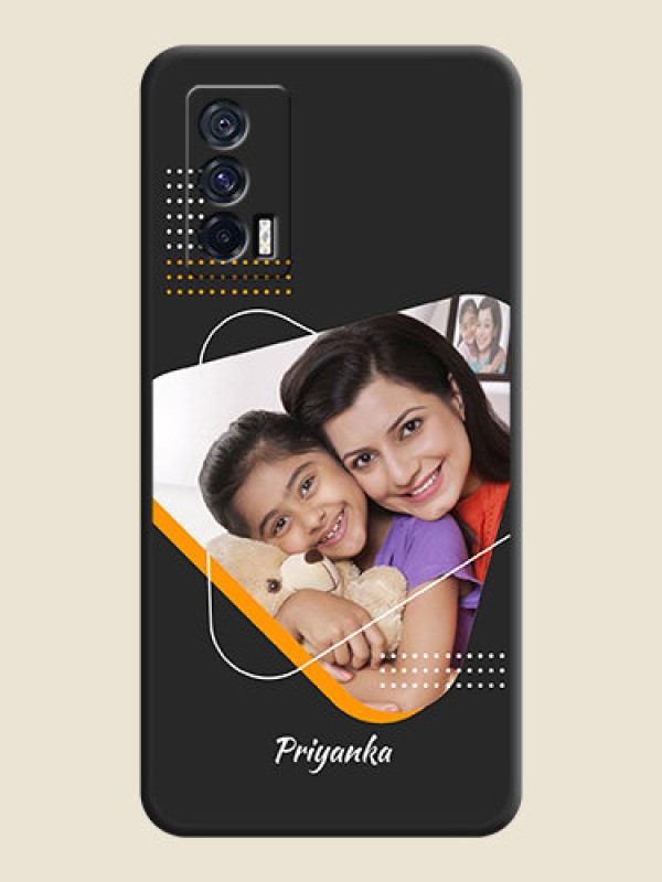 Custom Yellow Triangle on Photo on Space Black Soft Matte Phone Cover - iQOO 7