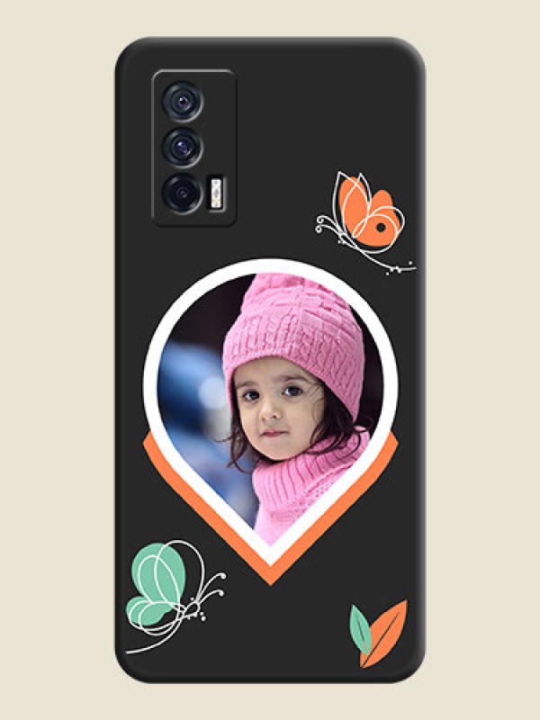 Custom Upload Pic With Simple Butterly Design On Space Black Personalized Soft Matte Phone Covers -Iqoo 7 5G