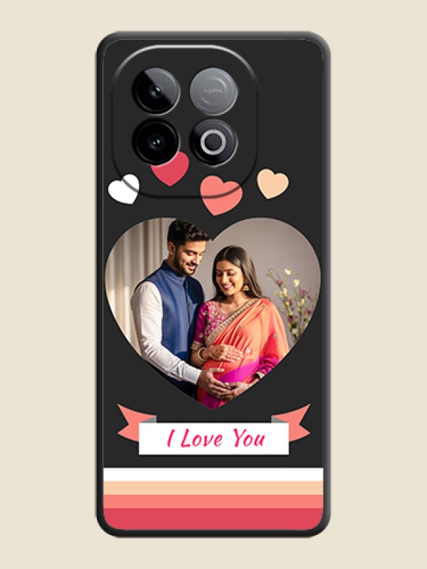 Custom Love Shaped Photo with Colorful Stripes On Space Black Custom Soft Matte Mobile Back Cover - iQOO Neo 10 5G