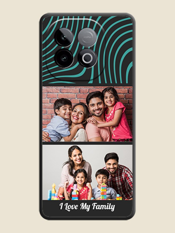 Custom Wave Pattern with 2 Image Holder On Space Black Custom Soft Matte Mobile Back Cover - iQOO Neo 10 5G