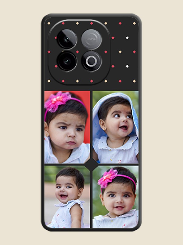 Custom Multicolor Dotted Pattern with 4 Image Holder On Space Black Custom Soft Matte Mobile Back Cover - iQOO Neo 10 5G