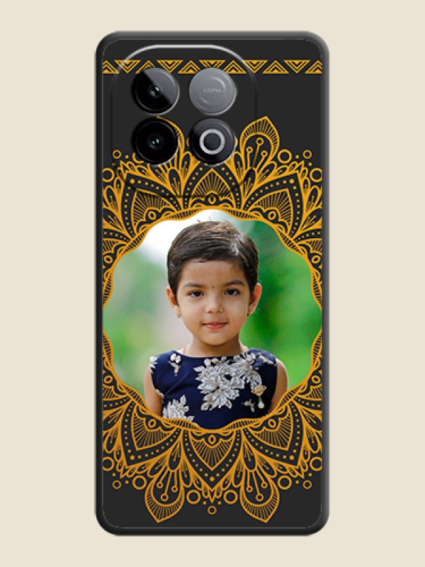 Custom Round Image with Floral Design On Space Black Custom Soft Matte Mobile Back Cover - iQOO Neo 10 5G