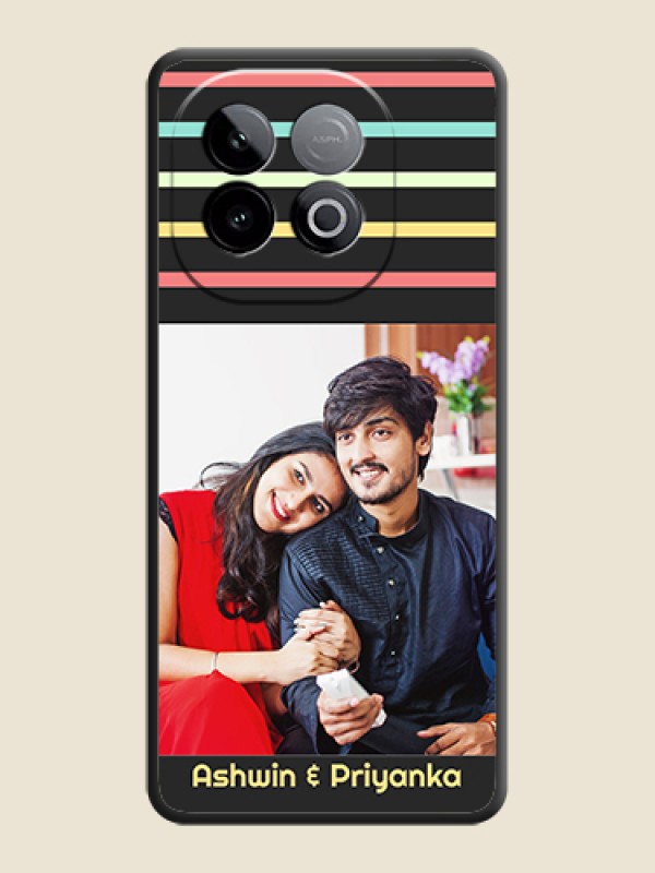 Custom Color Stripes with Photo and Text on Photo On Space Black Custom Soft Matte Mobile Back Cover - iQOO Neo 10 5G