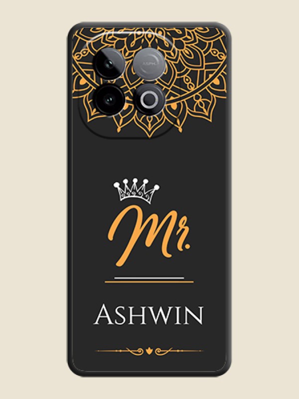 Custom Mr Name with Floral Design On Space Black Custom Soft Matte Mobile Back Cover - iQOO Neo 10 5G
